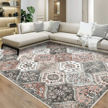 Garvee Washable Area Rug 10x13 Area Rug for Living Room Moroccan Trellis Rug Non Slip Throw Rugs Large Area Rug for Bedroom Low Pile Soft Stain Resistant Carpet for Dining Room
