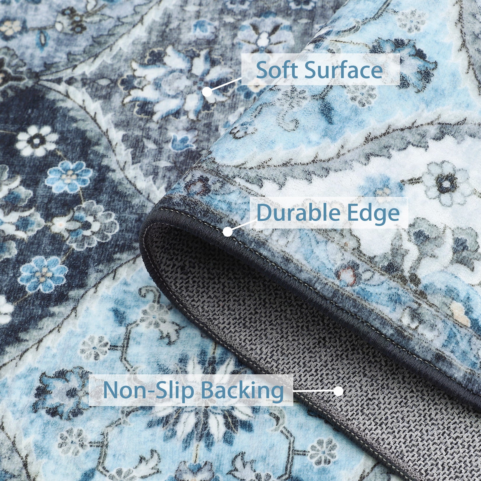 Garvee Area Rug 2x3 - Non-Slip, Washable - Faux Wool, Ultra-Thin, Pet-Friendly - Ideal for Bedroom, Living Room, Entryway