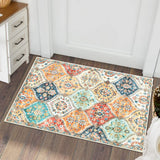 Garvee Area Rug 2x3 Non-Slip Washable Faux Wool Soft Low-Pile Floral Pattern Stain-Resistant Entryway, Kitchen, Living Room - Orange