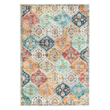 Garvee 10x13 Area Rug Extra Large Moroccan Trellis Machine Washable Rug Vintage Medallion Distressed Accent Rug Stain Resistant Non-Slip Floor Cover Carpet Rug for Living Room Bedroom