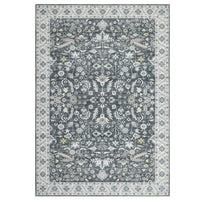 Garvee Washable Rug 8x10 Living Room Area Rug,Indoor Vintage Throw Carpet Mat Distressed Floral Print Bedroom Rugs Lightweight Foldable Thin Rug Non Slip Home Decor Mat for Dining Room Kitchen, Grey