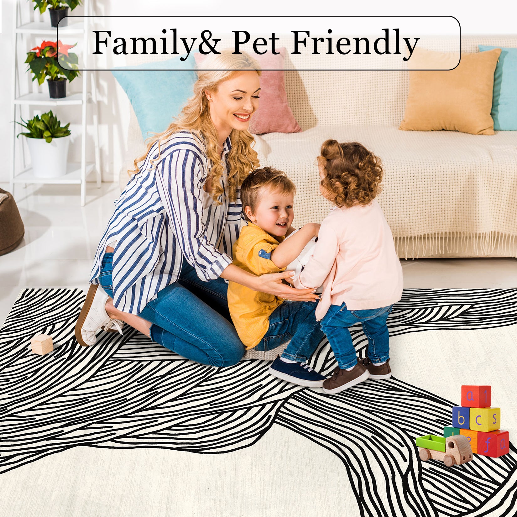 Garvee Modern Black & White 2x6 Entryway Runner, Curve Striped Low Pile Non Slip Washable Rug for Hallway Laundry Bedroom