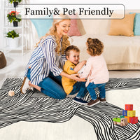 Garvee Modern Black & White 2x6 Entryway Runner, Curve Striped Low Pile Non Slip Washable Rug for Hallway Laundry Bedroom