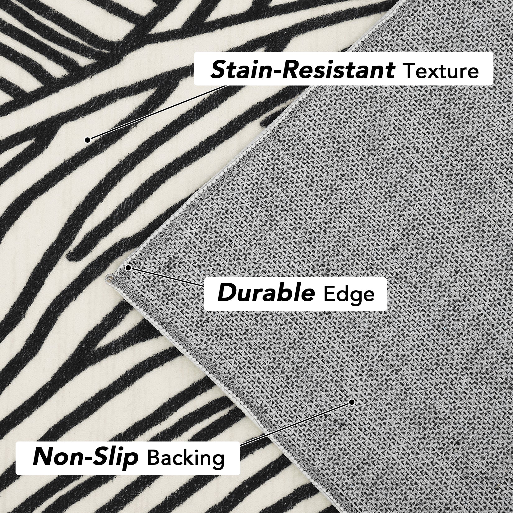 Garvee Modern Black & White 2x6 Entryway Runner, Curve Striped Low Pile Non Slip Washable Rug for Hallway Laundry Bedroom