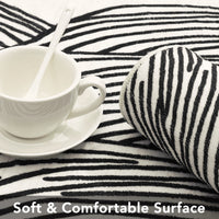 Garvee Modern Black & White 6x9 Striped Area Rug, Curve Design Low Pile Carpet for Living Room Bedroom Office
