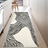 Garvee Modern Black & White 2x6 Entryway Runner, Curve Striped Low Pile Non Slip Washable Rug for Hallway Laundry Bedroom - Black & White