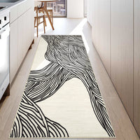 Garvee Modern Black & White 2x6 Entryway Runner, Curve Striped Low Pile Non Slip Washable Rug for Hallway Laundry Bedroom
