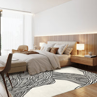Garvee Modern Black & White 6x9 Striped Area Rug, Curve Design Low Pile Carpet for Living Room Bedroom Office