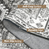 Garvee Washable Runner Rug Black Grey 2x6 Boho Vintage Hallway Rug Runner Traditional Kitchen Runner Oriental Rug Non-Slip Throw Carpet for Entryway Bedroom Laundry Room Foyer