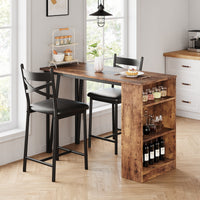 Garvee Dining Table Set for 2, Expandable Bar Table with 3 Storage Shelves, MDF & Metal, Foldable Space-Saving, Easy Assembly, Ideal for Small Spaces, Brown