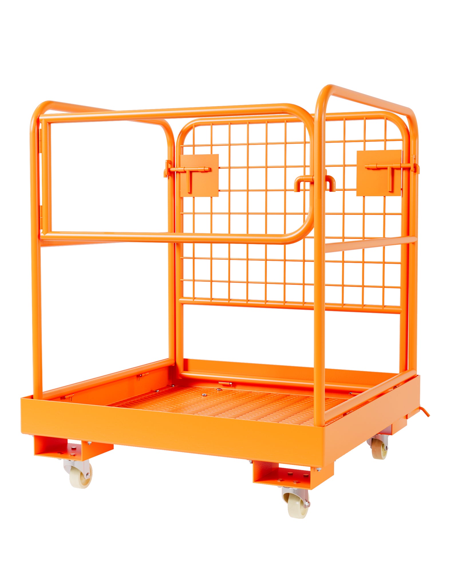 Garvee 36" x 36" Heavy Duty Forklift Safety Cage (1800 LBS Capacity) - Foldable Forklift Man Basket Work Platform for 1-3 People with Protective Guardrail Chain & Drain Holes, High-Visibility Orange