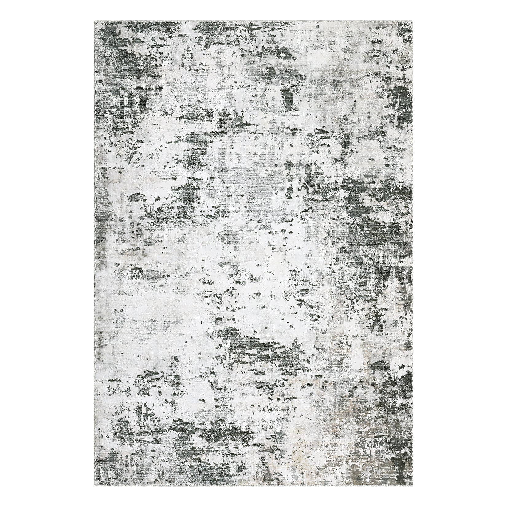 Garvee Abstract Grey-Green 3x5 Living Room Rugs, Modern Washable Bedroom Carpet Distressed Rug Contemporary Colorful Rugs for Office Vintage Rug Low Pile Area Rugs Indoor Floor Cover