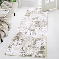 Garvee Abstract Taupe 2x6 Runner Rugs, Contemporary Distressed Hallway Runners Entryway Rug Runner Soft Kitchen Mat Distressed Floor Cover Non Slip Foldable Rug Washable Indoor Living Room Bedroom Rug