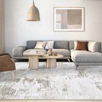 Garvee Abstract Taupe 5x7 Machine Washable Modern Rug Distressed Floor Mat Indoor Soft Floor Cover Low Pile Living Room Rug Non-Shedding Foldable Washable Throw Carpet Non Slip Bedroom Thin Rug Taupe