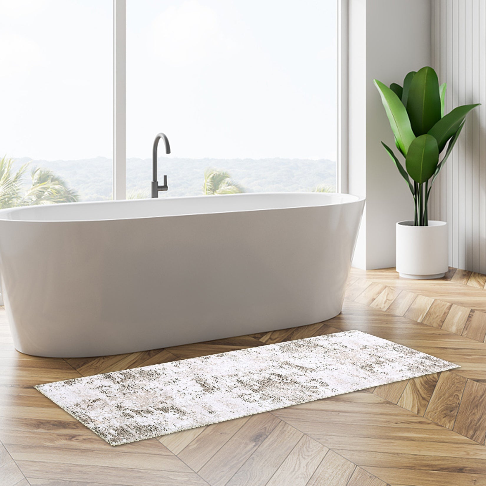 Garvee Abstract Taupe 2x6 Runner Rugs, Contemporary Distressed Hallway Runners Entryway Rug Runner Soft Kitchen Mat Distressed Floor Cover Non Slip Foldable Rug Washable Indoor Living Room Bedroom Rug