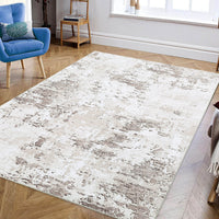 Garvee Abstract Taupe 5x7 Machine Washable Modern Rug Distressed Floor Mat Indoor Soft Floor Cover Low Pile Living Room Rug Non-Shedding Foldable Washable Throw Carpet Non Slip Bedroom Thin Rug Taupe