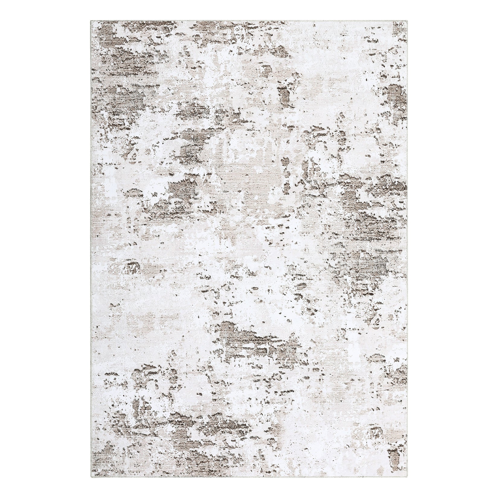 Garvee Abstract Taupe 5x7 Machine Washable Modern Rug Distressed Floor Mat Indoor Soft Floor Cover Low Pile Living Room Rug Non-Shedding Foldable Washable Throw Carpet Non Slip Bedroom Thin Rug Taupe
