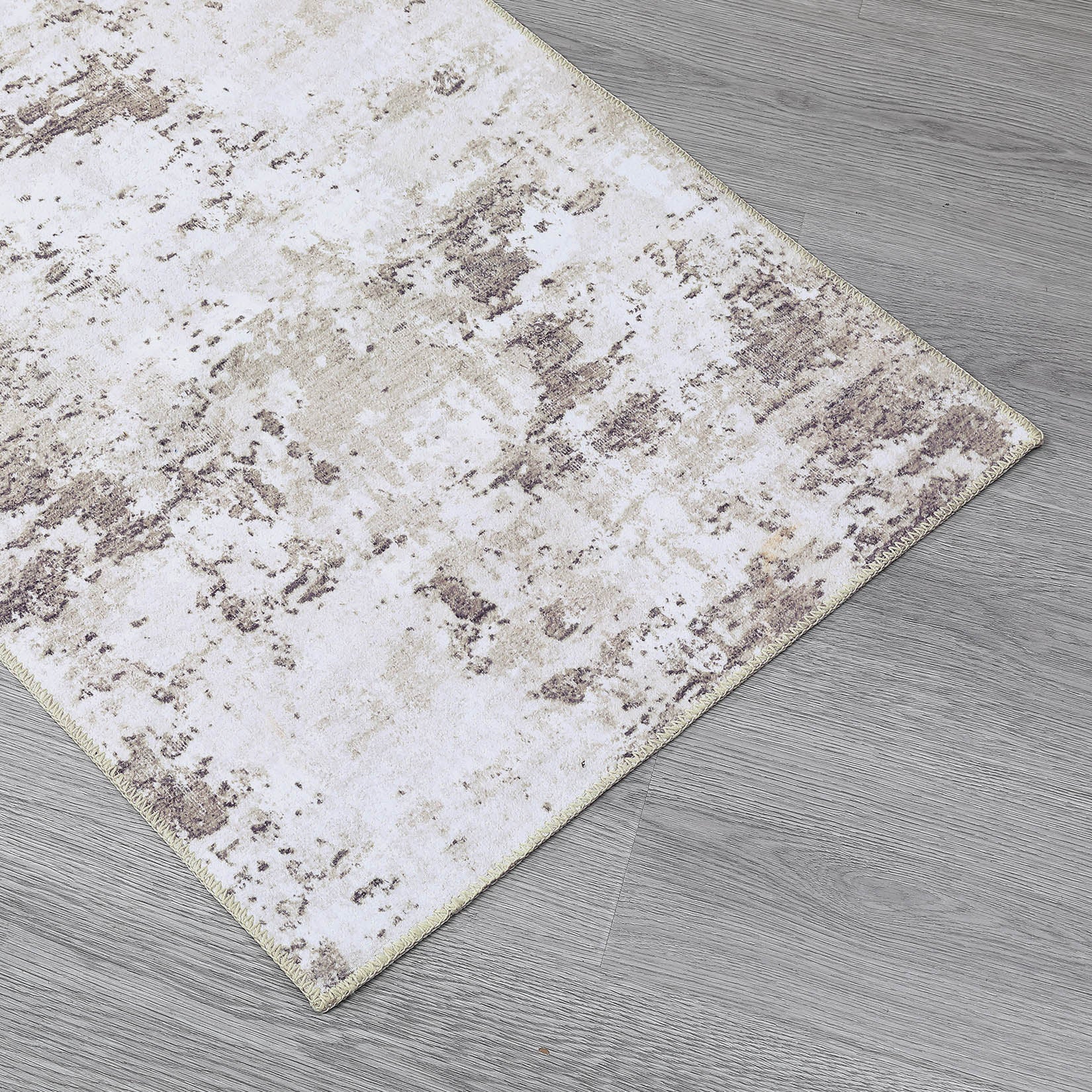 Garvee Abstract Taupe 5x7 Machine Washable Modern Rug Distressed Floor Mat Indoor Soft Floor Cover Low Pile Living Room Rug Non-Shedding Foldable Washable Throw Carpet Non Slip Bedroom Thin Rug Taupe