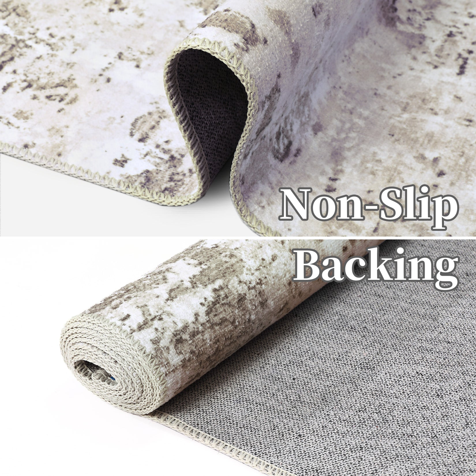 Garvee Abstract Taupe 2x6 Runner Rugs, Contemporary Distressed Hallway Runners Entryway Rug Runner Soft Kitchen Mat Distressed Floor Cover Non Slip Foldable Rug Washable Indoor Living Room Bedroom Rug