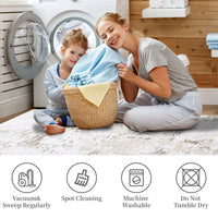 Garvee Abstract Taupe 5x7 Machine Washable Modern Rug Distressed Floor Mat Indoor Soft Floor Cover Low Pile Living Room Rug Non-Shedding Foldable Washable Throw Carpet Non Slip Bedroom Thin Rug Taupe