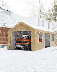 13x20FT Carport with Removable Sidewalls, Roll-up Windows