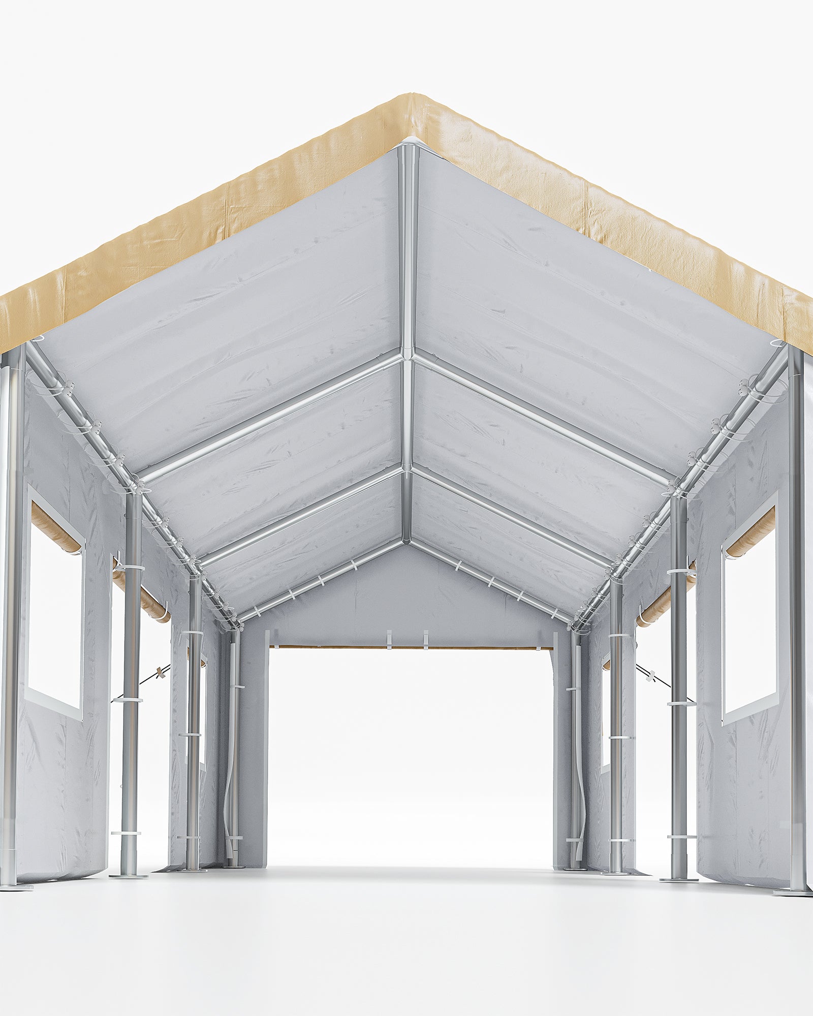 13x20FT Carport with Removable Sidewalls, Roll-up Windows