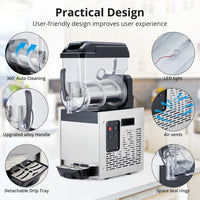 Garvee 12L/3.2 Gal Commercial Slushy Machine Frozen Drink Margarita Machine Smoothie Self-Cleaning for Snow Melts Home Coffee Shops Restaurants