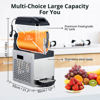 Garvee 12L/3.2 Gal Commercial Slushy Machine Frozen Drink Margarita Machine Smoothie Self-Cleaning for Snow Melts Home Coffee Shops Restaurants