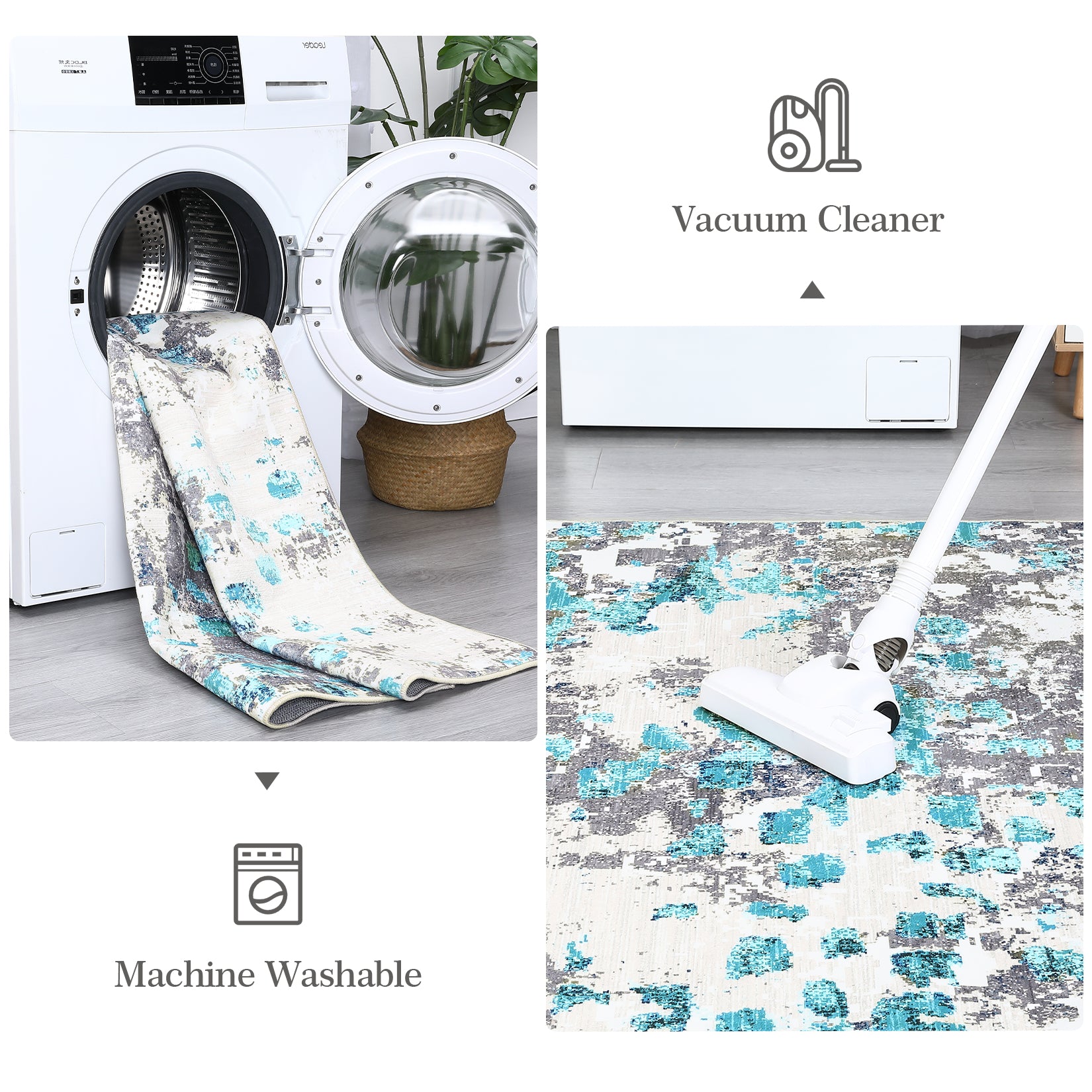 Garvee Small Area Rug 2x3 Boho Chic Abstract Watercolor Design Entryway Rug Machine Washable Rug Non Slip Contemporary Indoor Floor Accent Carpet for Bathroom Doorway