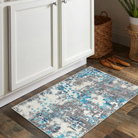 Garvee Small Area Rug 2x3 Boho Chic Abstract Watercolor Design Entryway Rug Machine Washable Rug Non Slip Contemporary Indoor Floor Accent Carpet for Bathroom Doorway