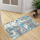 Garvee Small Area Rug 2x3 Boho Chic Abstract Watercolor Design Entryway Rug Machine Washable Rug Non Slip Contemporary Indoor Floor Accent Carpet for Bathroom Doorway - Blue Multi