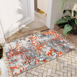 Garvee Small Area Rug Orange Multi 2x3 Boho Chic Abstract Watercolor Design Entryway Rug Machine Washable Rug Non Slip Contemporary Indoor Floor Accent Carpet for Bathroom Doorway - Orange Multi