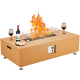 Garvee 48" 50000 BTU Propane Fire Pit Table with 13" Square Ice Bucket, Wind Guard, Fire Glass Beads, CSA Certified Outdoor Firepit, Orange - Orange