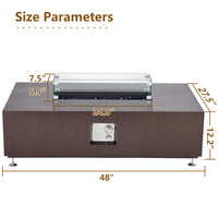 Garvee 48" 50000 BTU Propane Fire Pit Table with 13" Square Ice Bucket, Wind Guard, Fire Glass Beads, CSA Certified Outdoor Firepit - Bronze