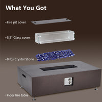 Garvee 48" 50000 BTU Propane Fire Pit Table with 13" Square Ice Bucket, Wind Guard, Fire Glass Beads, CSA Certified Outdoor Firepit - Bronze