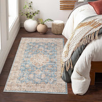 Garvee Area Rug 2x3 Washable Rug Vintage Medallion Doormat Boho Floral Accent Rug Indoor Entrance Kitchen Mat Soft Low Pile Front Door Mat Non-Slip Non-Shedding Small Rug for Bedroom Nursery