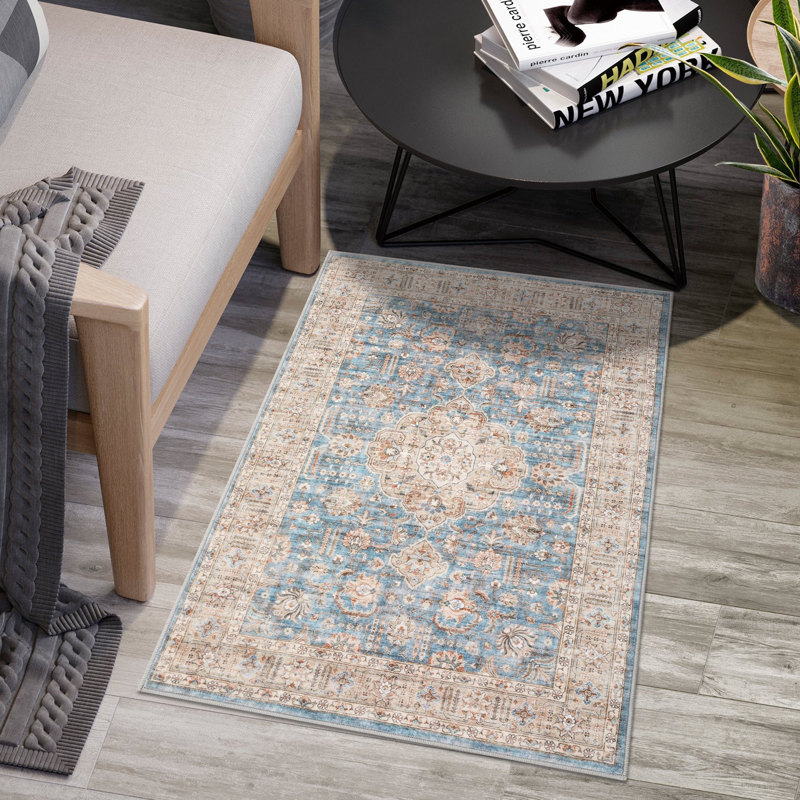 Garvee Area Rug 2x3 Washable Rug Vintage Medallion Doormat Boho Floral Accent Rug Indoor Entrance Kitchen Mat Soft Low Pile Front Door Mat Non-Slip Non-Shedding Small Rug for Bedroom Nursery