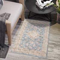 Garvee Area Rug 2x3 Washable Rug Vintage Medallion Doormat Boho Floral Accent Rug Indoor Entrance Kitchen Mat Soft Low Pile Front Door Mat Non-Slip Non-Shedding Small Rug for Bedroom Nursery