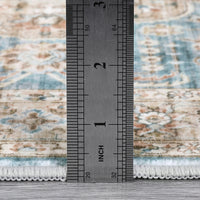 Garvee Area Rug Living Room Rug 10x13 Washable Rug Non Slip Backing Vintage Rug Soft Indoor Distressed Carpet Oriental Aesthetic Throw Carpet Foldable Thin Rug for Bedroom Nursery Dorm Office Blue