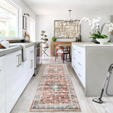 Garvee Area Rug 2x6 Vintage Rug Runner Washable Rug Soft Oriental Entryway Runners Indoor Hallway Kitchen Runners Non-Slip Non Shedding Long Rug Runner for Living Room Bedroom Bedside Bathroom Red - Red