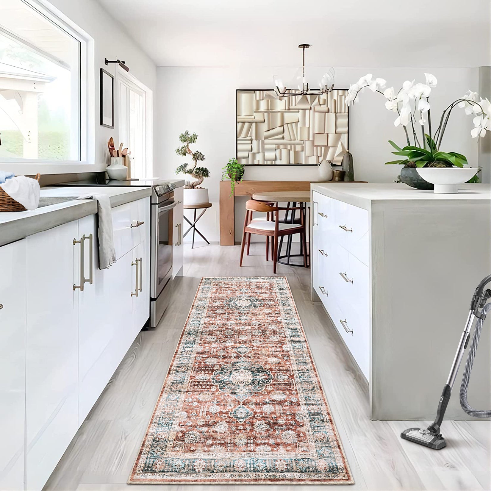 Garvee Area Rug 2x6 Vintage Rug Runner Washable Rug Soft Oriental Entryway Runners Indoor Hallway Kitchen Runners Non-Slip Non Shedding Long Rug Runner for Living Room Bedroom Bedside Bathroom Red