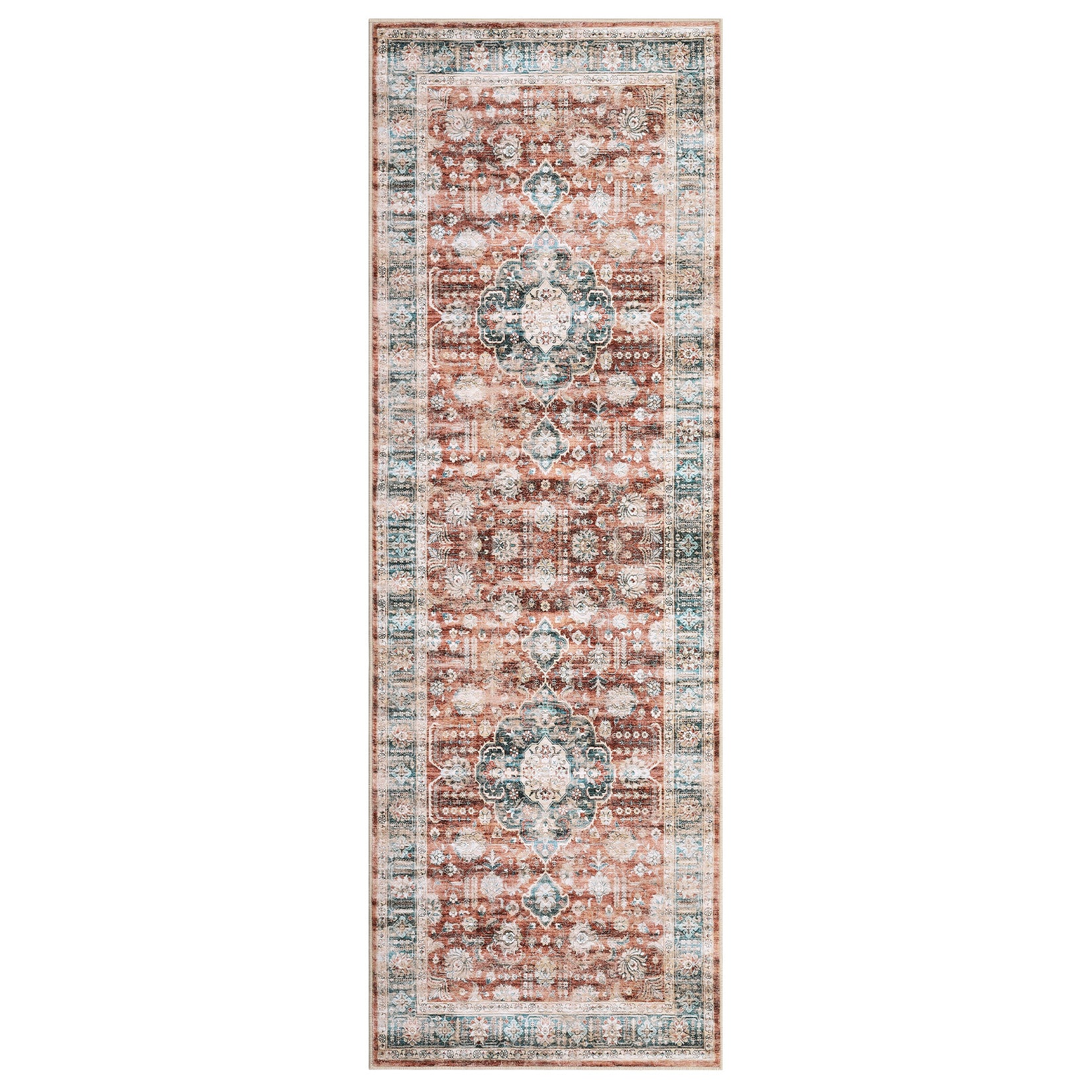 Garvee Area Rug 2x6 Vintage Rug Runner Washable Rug Soft Oriental Entryway Runners Indoor Hallway Kitchen Runners Non-Slip Non Shedding Long Rug Runner for Living Room Bedroom Bedside Bathroom Red