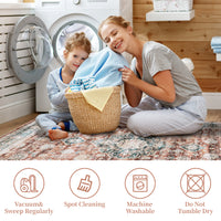 Garvee Washable Rug 6x9 Boho Soft Living Room Rugs Indoor Distressed Floor Carpet Vintage Rustic Farmhouse Area Rugs for Bedroom Non Slip Foldable Thin Rug for Kitchen Dining Room Kids Room Red