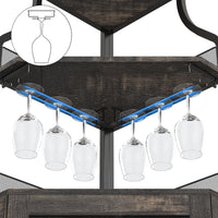 Garvee Corner Wine Bar Rack Cabinet with Detachable Wine Rack, Bar Cabinet with Glass Holder and Mesh Door, Liquor Coffe Bar Cabinet with Adjustable Shelves, Dark Wood