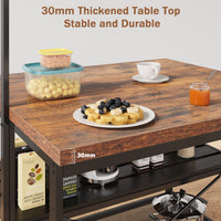 Garvee 42 inch Kitchen Island Bakers Rack 5 Hooks 3 Tier Microwave Stand Oven Shelf with Storage,Large Coffee Bar Table, Storage Shelf for Kitchen Dining Room Living Room