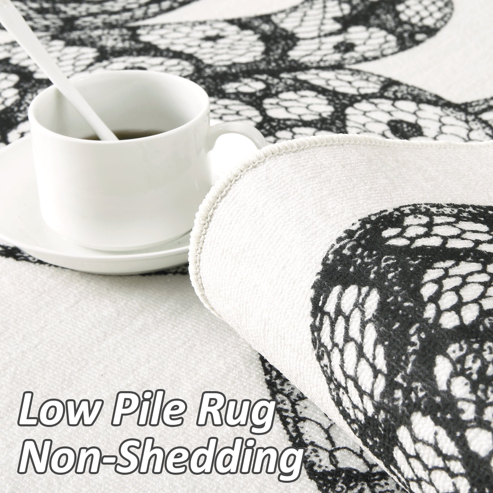 Garvee Animal Print Black & White 3x5 Washable Rug – Modern Snake Rug, Low-Pile Gothic Area Carpet for Bedroom, Living Room, Office, or Aesthetic Floor Decor