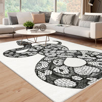 Garvee Animal Print Black & White 3x5 Washable Rug – Modern Snake Rug, Low-Pile Gothic Area Carpet for Bedroom, Living Room, Office, or Aesthetic Floor Decor