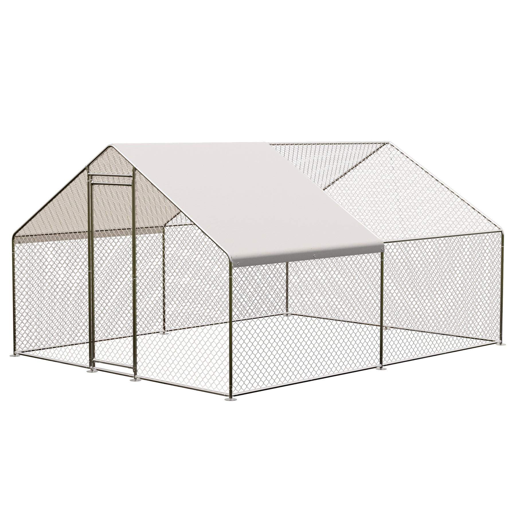 Garvee Large Metal Chicken Coop, Walk-in Poultry Cage, Chicken House with Waterproof and Anti-Ultraviolet Cover for Outdoor Yard Farm Silver - 9.8*19.7*6.6FT