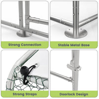 Garvee Large Metal Chicken Coop, Walk-in Poultry Cage, Chicken House with Waterproof and Anti-Ultraviolet Cover for Outdoor Yard Farm Silver - 9.8*19.7*6.6FT