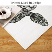 Garvee Animal Print Black & White 2x3 Washable Entryway Rug – Modern Snake Rug, Indoor/Outdoor Non-Slip Throw Mat for Bedroom, Bathroom, Kitchen, or Living Room